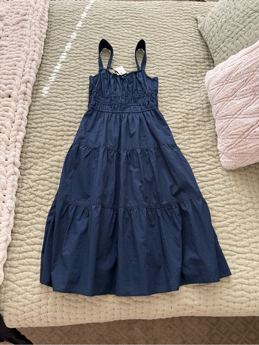 NEW Sunday Best by Aritzia Navy Tiered Sundress with Smocked Bodice size M